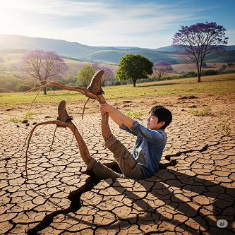 ブラジルの地面に足が生えていたので、足を引っ張ったら日本人が出てきた画像