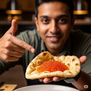 いくらのナンを薦めているインド人