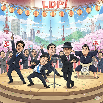 自民党踊る大総裁選」の画像